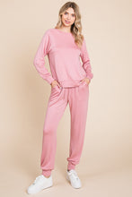 Load image into Gallery viewer, Super Lady Round Neck Raglan Sleeve Top and Drawstring Pants Lounge Set