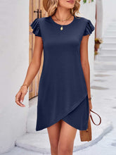 Load image into Gallery viewer, Ruffled Round Neck Cap Sleeve Mini Dress