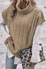 Load image into Gallery viewer, Cable Knit Turtleneck Short Sleeve Sweater