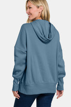 Load image into Gallery viewer, Zenana Half Snap Long Sleeve Hoodie with Kangaroo Pocket