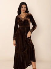 Load image into Gallery viewer, Lace Detail V-Neck Long Sleeve Maxi Dress