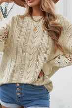 Load image into Gallery viewer, Openwork Round Neck Long Sleeve Sweater