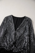 Load image into Gallery viewer, Sequin Surplice Long Sleeve Bodysuit