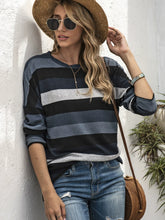 Load image into Gallery viewer, Full Size Striped Round Neck Long Sleeve T-Shirt Plus Size