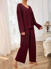 Load image into Gallery viewer, V-Neck Long Sleeve Top and Wide Leg Pants Set