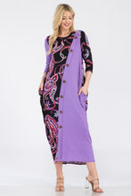 Load image into Gallery viewer, Celeste Full Size Paisley Contrast Midi Dress with Pockets