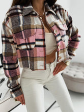 Load image into Gallery viewer, Pocketed Collared Neck Long Sleeve Plaid Jacket