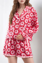 Load image into Gallery viewer, Valentine’s Day Frill Strawberry Print Flounce Sleeve Top and Shorts Lounge Set