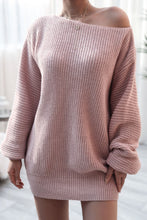 Load image into Gallery viewer, Boat Neck Long Sleeve Mini Sweater Dress