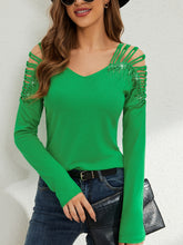 Load image into Gallery viewer, Rhinestone Cutout Long Sleeve T-Shirt