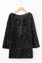 Load image into Gallery viewer, Sequin Round Neck Long Sleeve Mini Dress