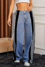 Load image into Gallery viewer, Contrast Side Striped Wide Leg Jeans