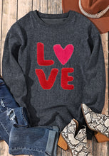 Load image into Gallery viewer, Valentine’s Day LOVE Round Neck Long Sleeve Sweatshirt