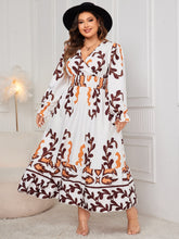 Load image into Gallery viewer, Plus Size Printed Surplice Flounce Sleeve Dress