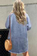 Load image into Gallery viewer, Raw Hem Button Down Long Sleeve Denim Dress