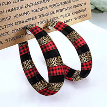 Load image into Gallery viewer, Plaid PU Leather Hoop Earrings