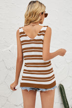 Load image into Gallery viewer, Openwork Striped Wide Strap Knit Vest