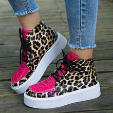 Load image into Gallery viewer, PU Leather Leopard Platform Sneakers