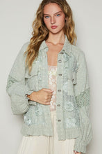 Load image into Gallery viewer, POL Eyelet Flower Pearl Detail Lace Patchwork Shirt