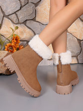 Load image into Gallery viewer, Faux Fur Trim Suede Platform Boots