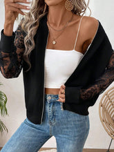 Load image into Gallery viewer, Lace Baseball Collar Zip Up Jacket