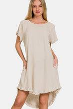 Load image into Gallery viewer, Zenana Fringe Edge High Low Flowy Dress with Pockets