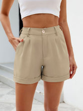 Load image into Gallery viewer, Roll Trim Half Elastic Waist Shorts