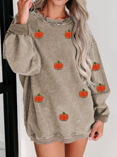 Load image into Gallery viewer, Pumpkin Round Neck Long Sleeve Sweatshirt