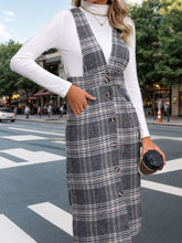 Load image into Gallery viewer, Perfee Pocketed Plaid Overall Dress