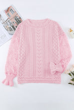 Load image into Gallery viewer, Openwork Round Neck Long Sleeve Sweater