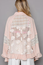 Load image into Gallery viewer, POL Eyelet Flower Pearl Detail Lace Patchwork Shirt