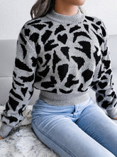 Load image into Gallery viewer, Leopard Round Neck Dropped Shoulder Sweater