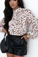 Load image into Gallery viewer, Printed Mock Neck Balloon Sleeve Blouse