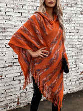 Load image into Gallery viewer, Fringe Contrast Hooded Poncho