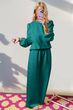 Load image into Gallery viewer, Double Take Texture Long Sleeve Top and Wide Leg Pants Set