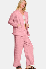 Load image into Gallery viewer, Zenana Quilted Button Up Long Sleeve Top and Pants Lounge Set