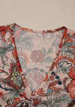 Load image into Gallery viewer, Floral V-Neck Flare Sleeve Blouse