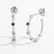 Load image into Gallery viewer, 925 Sterling Silver Zircon C-Hoop Earrings