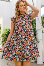 Load image into Gallery viewer, ODDI Full Size Floral Ruffled Cap Sleeve Mini Dress