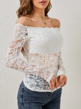 Load image into Gallery viewer, Off-Shoulder Long Sleeve Lace Top