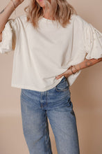 Load image into Gallery viewer, Pearl Detail Round Neck Half Sleeve Blouse