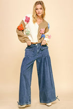 Load image into Gallery viewer, Davi &amp; Dani Drawstring Hem Wide Leg Mid Rise Jeans