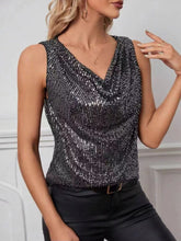 Load image into Gallery viewer, Sequin Cowl Neck Tank