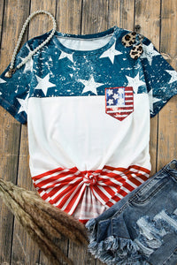 US Flag Round Neck Short Sleeve T-Shirt