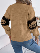 Load image into Gallery viewer, Pumpkin Round Neck Long Sleeve Sweater