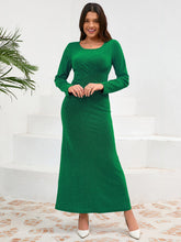 Load image into Gallery viewer, Ruched Round Neck Long Sleeve Dress