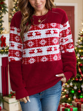 Load image into Gallery viewer, Christmas Element Round Neck Long Sleeve Sweatshirt