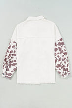 Load image into Gallery viewer, Raw Hem Animal Print Long Sleeve Denim Jacket