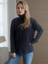 Load image into Gallery viewer, Side Slit Turtleneck Long Sleeve Sweater