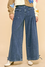 Load image into Gallery viewer, Davi &amp; Dani Drawstring Hem Wide Leg Mid Rise Jeans